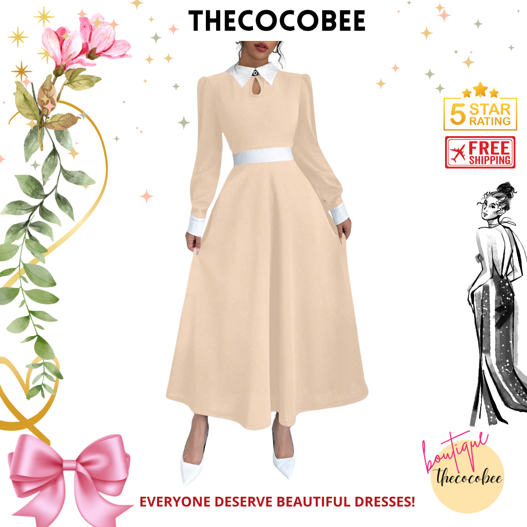 #116 Apricot Casual Minimalist Fashion Dress, Suitable For Everyday Wear