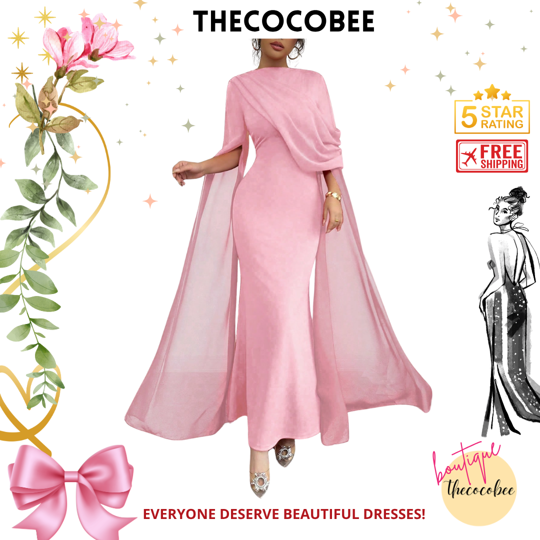 #129 Pink French Elegant Gathered Waist Party Bodycon Asymmetrical Shoulder Ruched Sheer Long Sleeve Slit Formal Knitted Stretch Red Dress, Long Mermaid Dress For Autumn/Winter