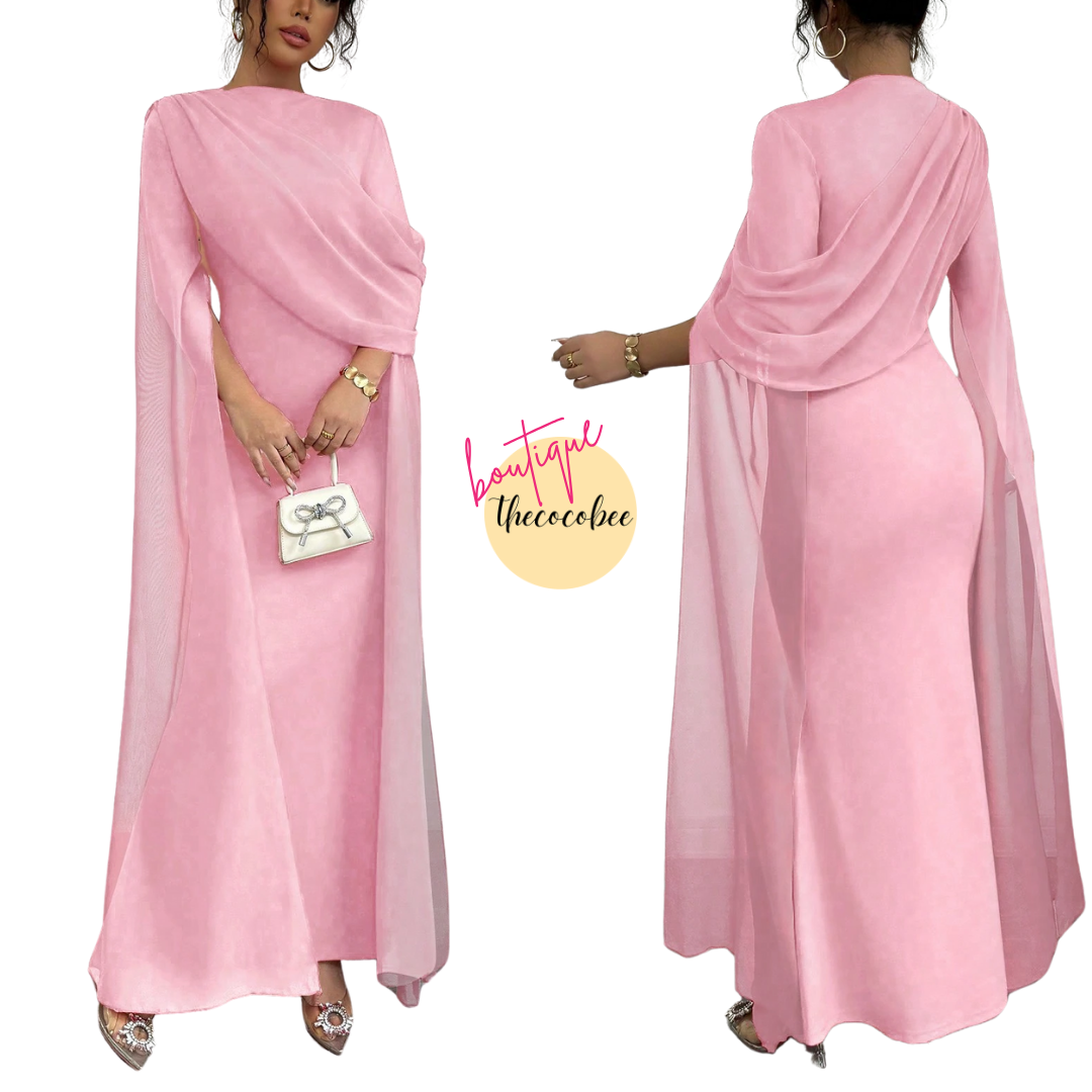 #129 Pink French Elegant Gathered Waist Party Bodycon Asymmetrical Shoulder Ruched Sheer Long Sleeve Slit Formal Knitted Stretch Red Dress, Long Mermaid Dress For Autumn/Winter