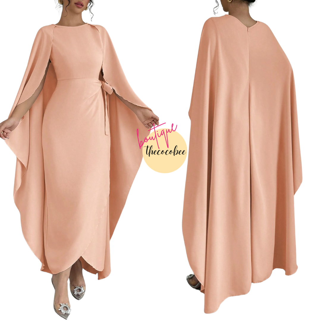 #132 Pink Sleeveless Cinched Waist Elegant Asymmetrical Hem Charming Dress Maxi Women Outfit