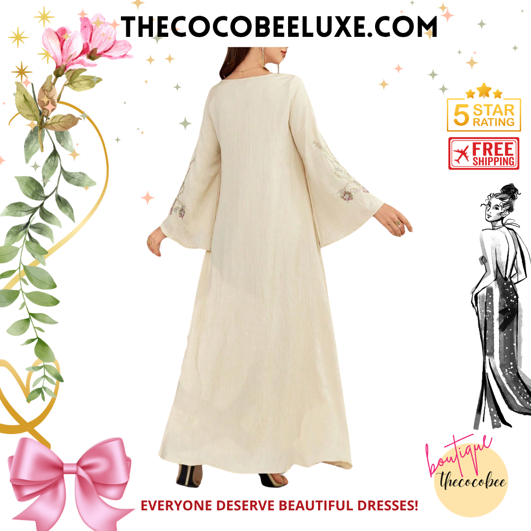 #140 White Elegant Embroidered Robe, Minimalist Fashion Casual Daily Wear
