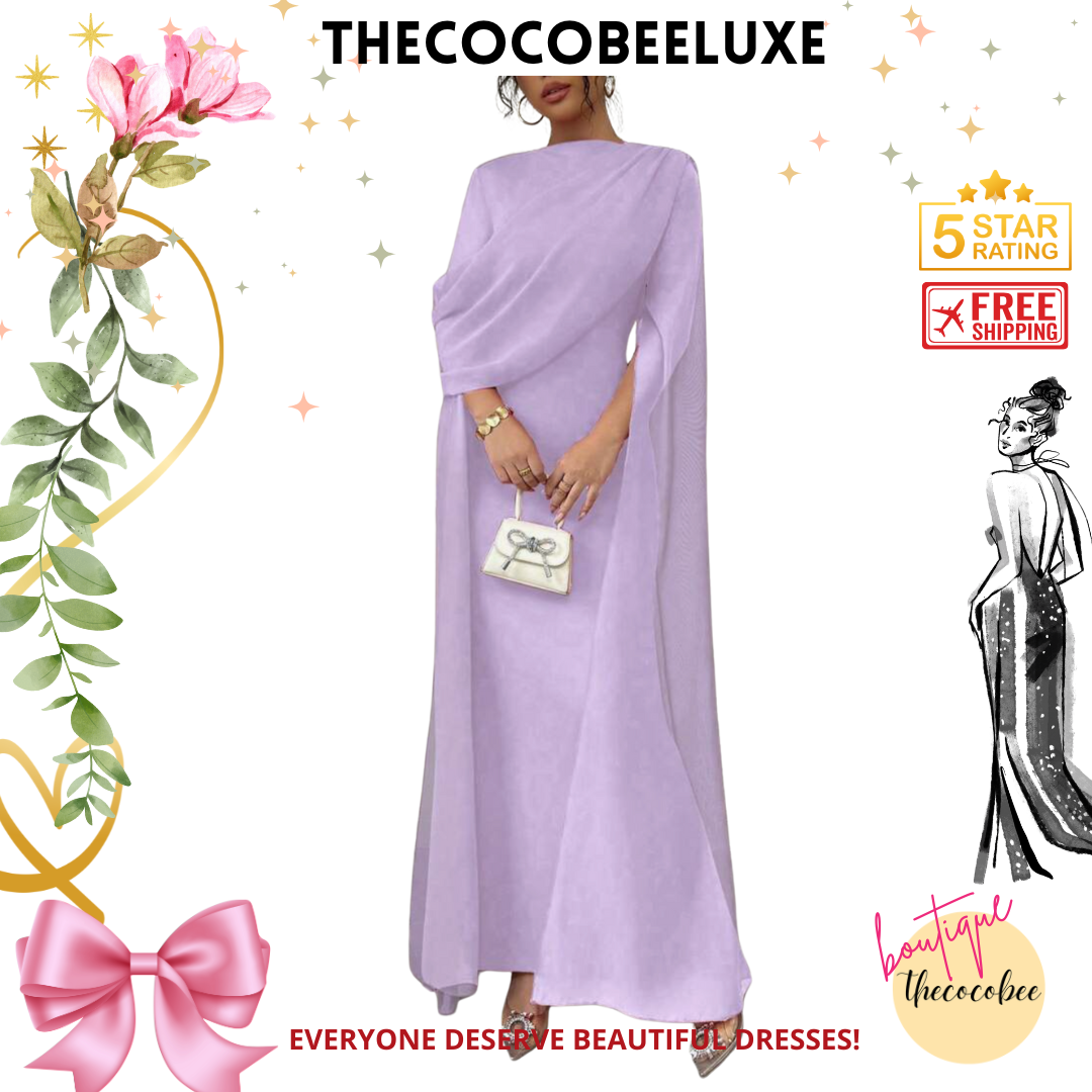 #016 Elegant Party Gown With Gathered Waist - Purple