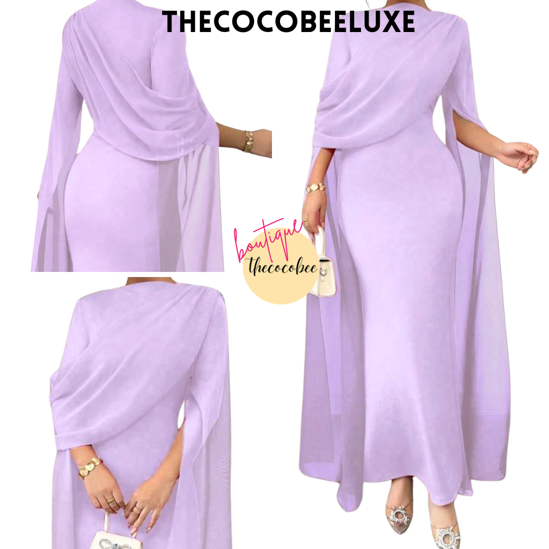 #016 Elegant Party Gown With Gathered Waist - Purple