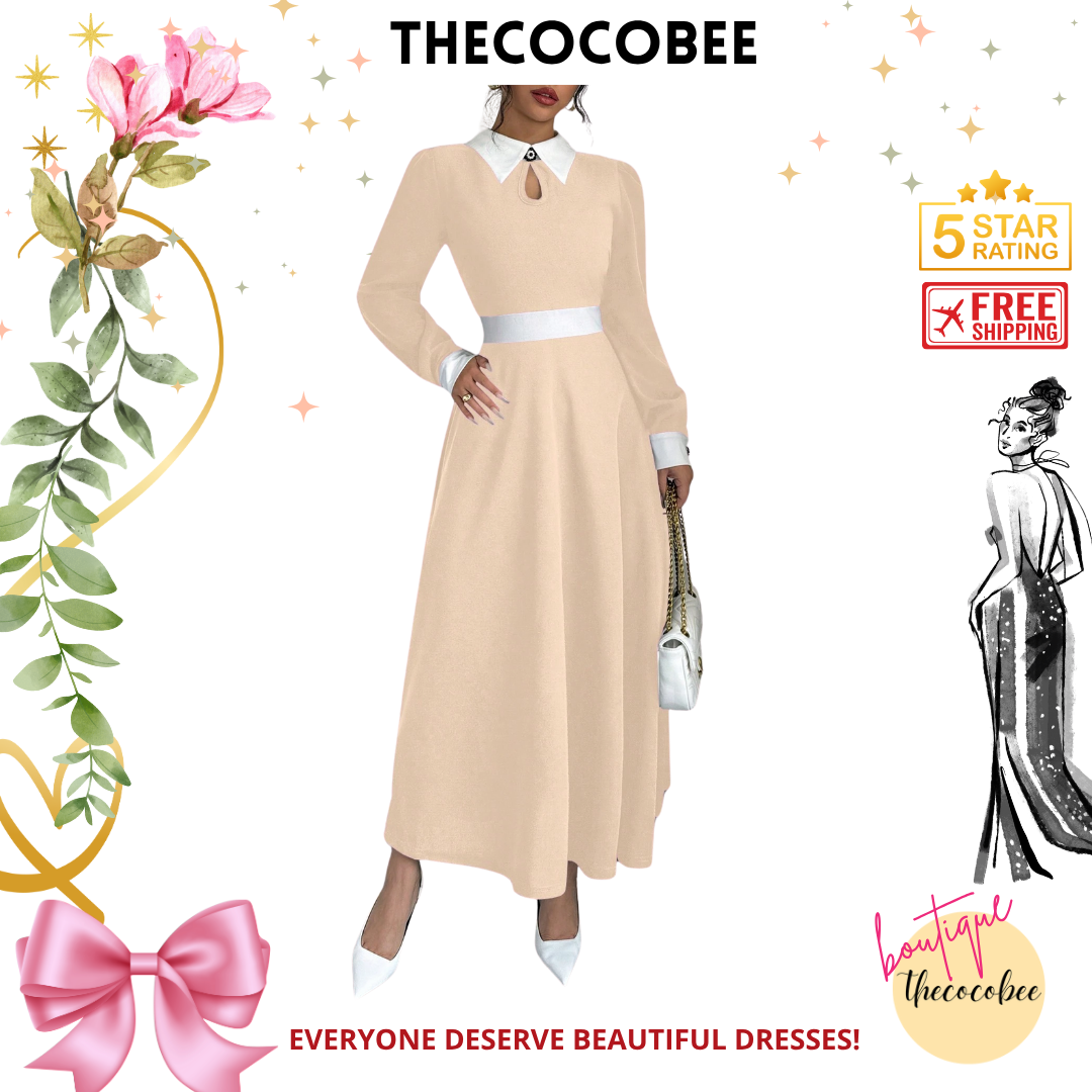 #116 Apricot Casual Minimalist Fashion Dress, Suitable For Everyday Wear