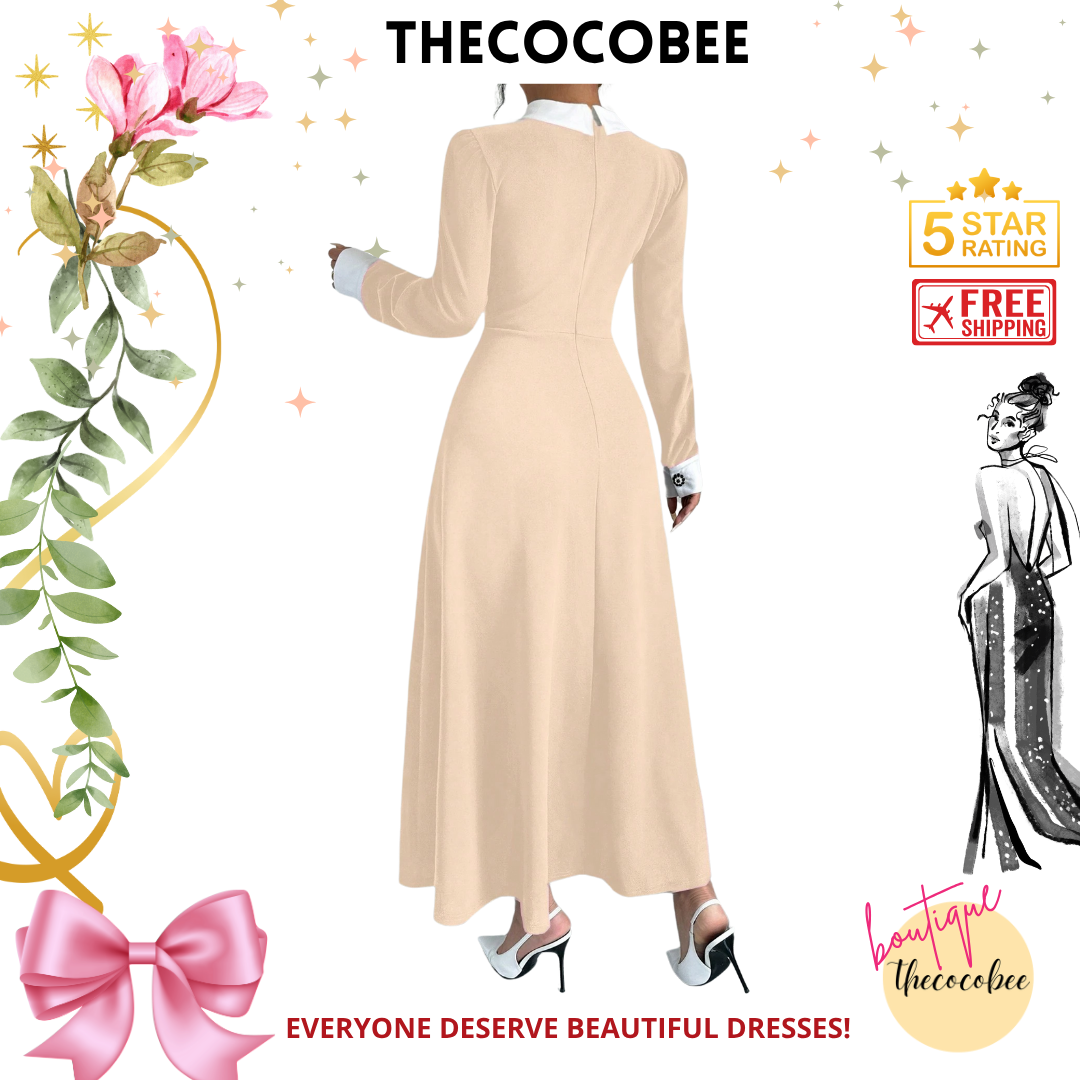 #116 Apricot Casual Minimalist Fashion Dress, Suitable For Everyday Wear