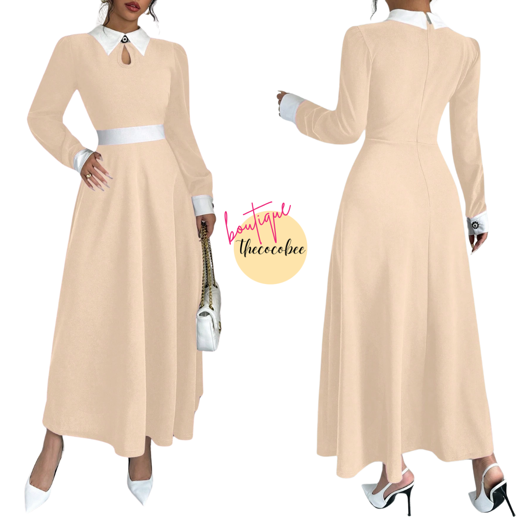 #116 Apricot Casual Minimalist Fashion Dress, Suitable For Everyday Wear