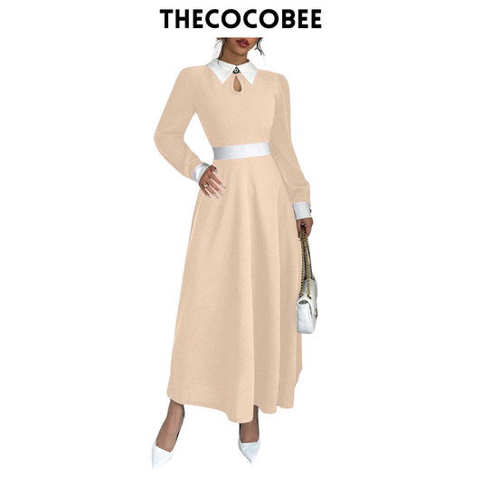 #116 Apricot Casual Minimalist Fashion Dress, Suitable For Everyday Wear