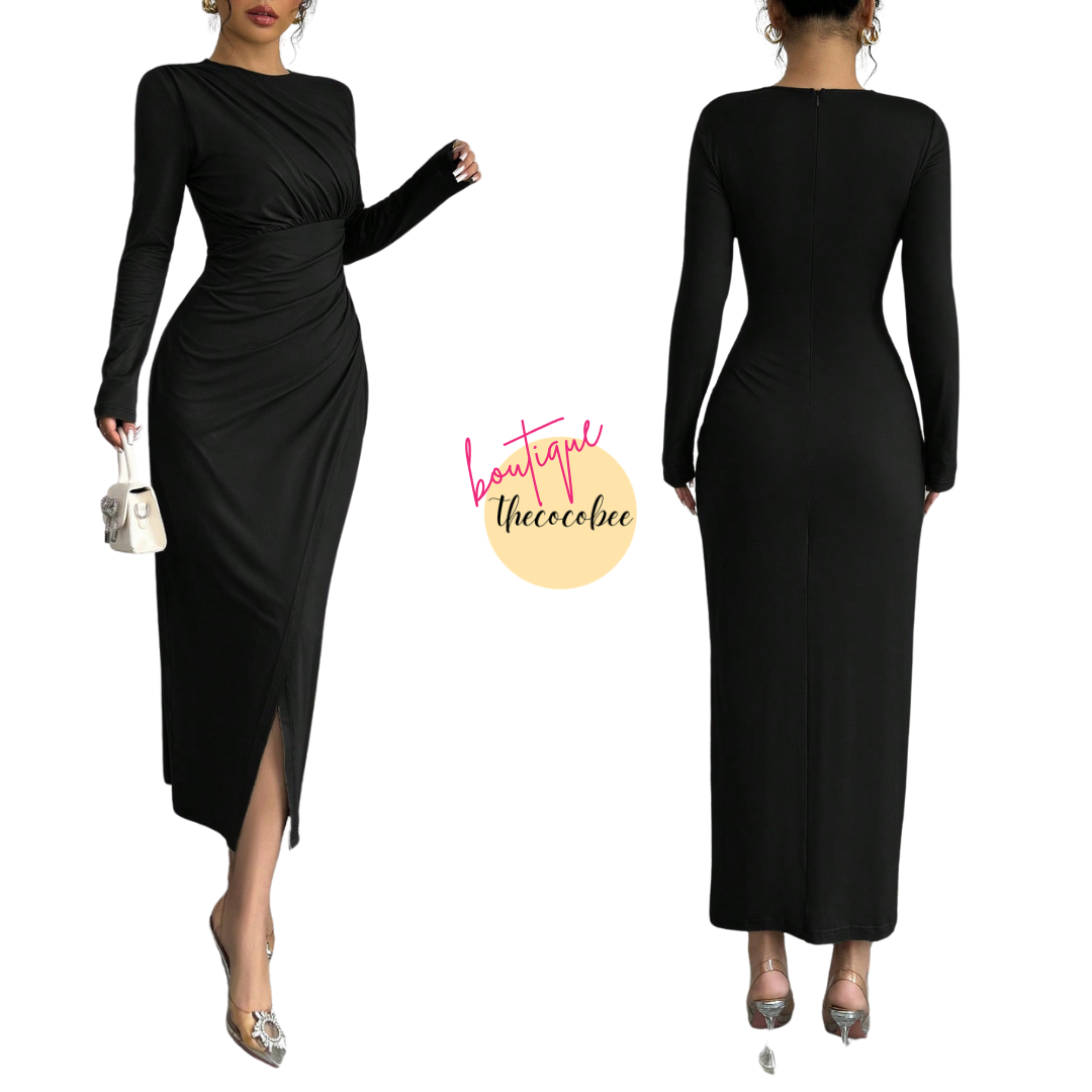 #117 Elegant Work Bodycon Maxi Dress – Black