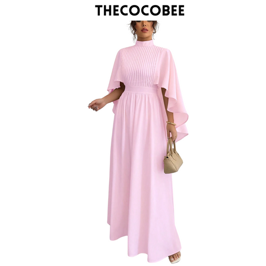 #119 Baby Pink Solid Color Chiffon Elegant Women Long Dress