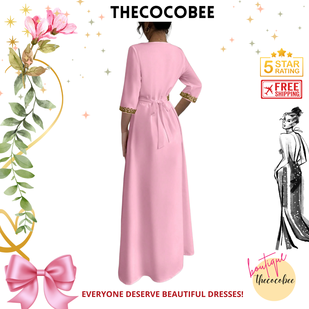 #127 Baby Pink Chic Elegant Tassel & Sequin Patchwork Dress