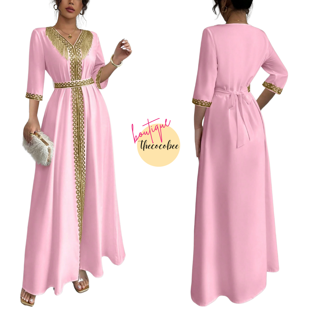 #127 Baby Pink Chic Elegant Tassel & Sequin Patchwork Dress