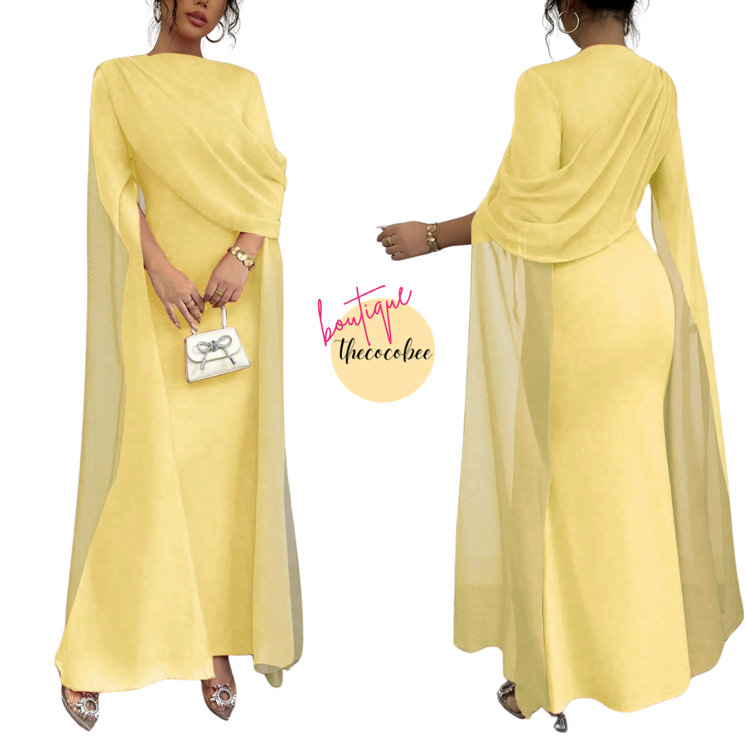 #129 Yellow French Elegant Wrap Draped Slash Neck Open-Back Split Long Sleeve Knit Elastic Bodycon Dress, Red, Suitable For Parties, Autumn/Winter