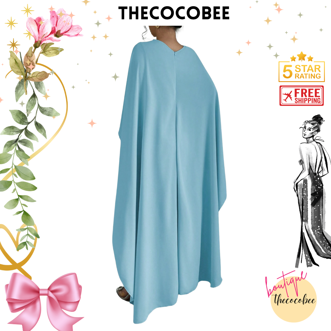 #132 Sleeveless Cinched Waist Asymmetrical Maxi Dress – Baby Blue