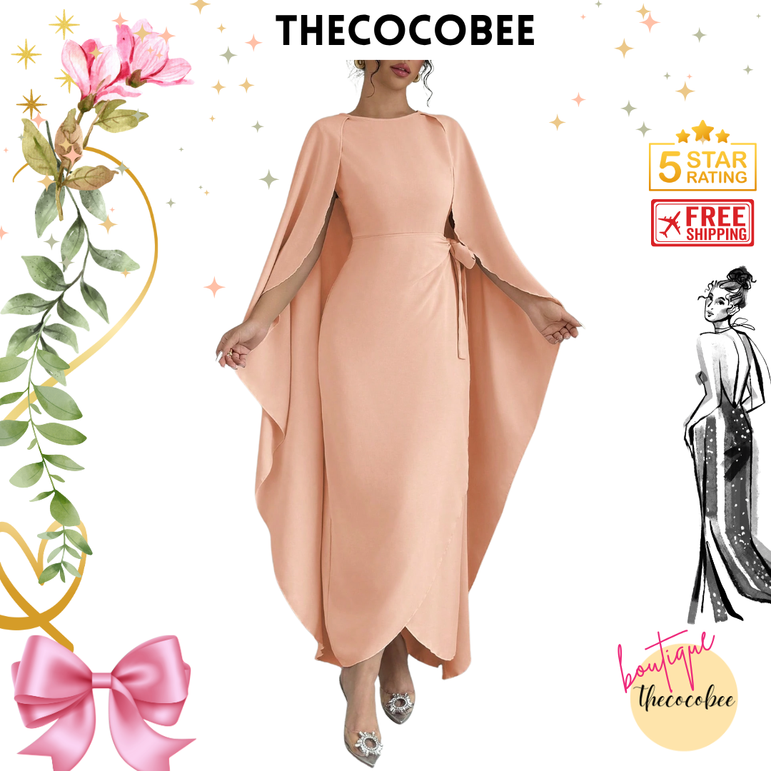 #132 Pink Sleeveless Cinched Waist Elegant Asymmetrical Hem Charming Dress Maxi Women Outfit