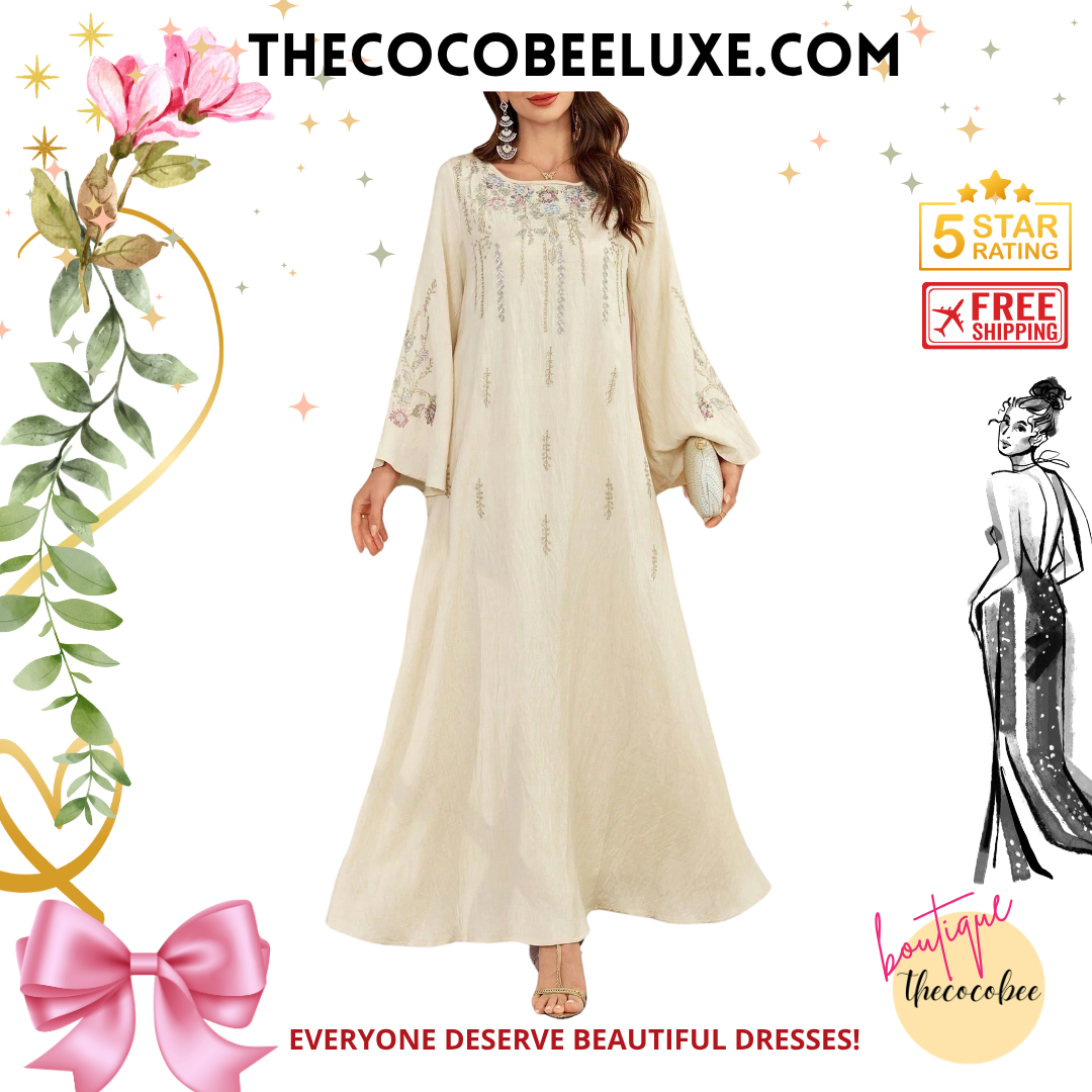 #140 White Elegant Embroidered Robe, Minimalist Fashion Casual Daily Wear