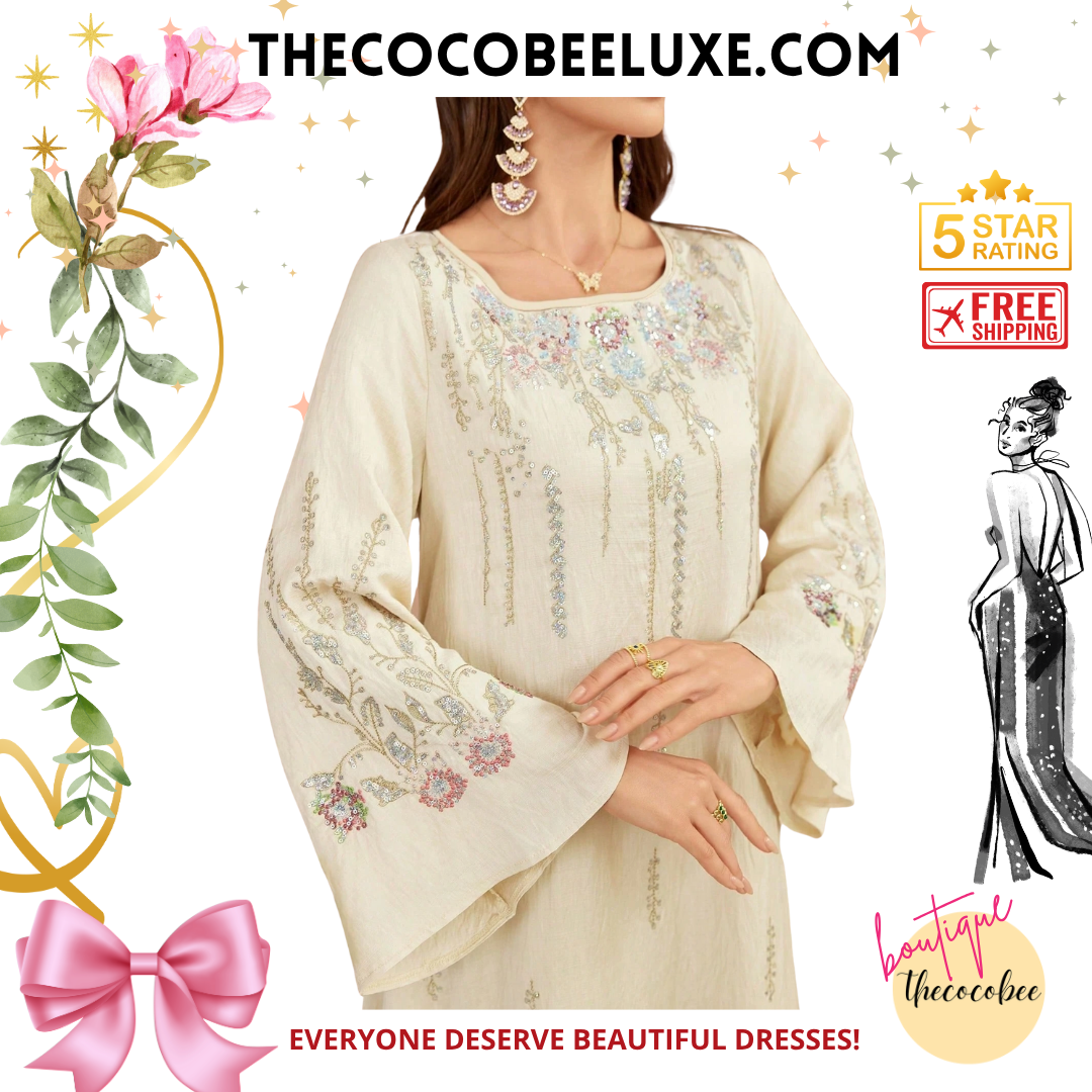 #140 White Elegant Embroidered Robe, Minimalist Fashion Casual Daily Wear