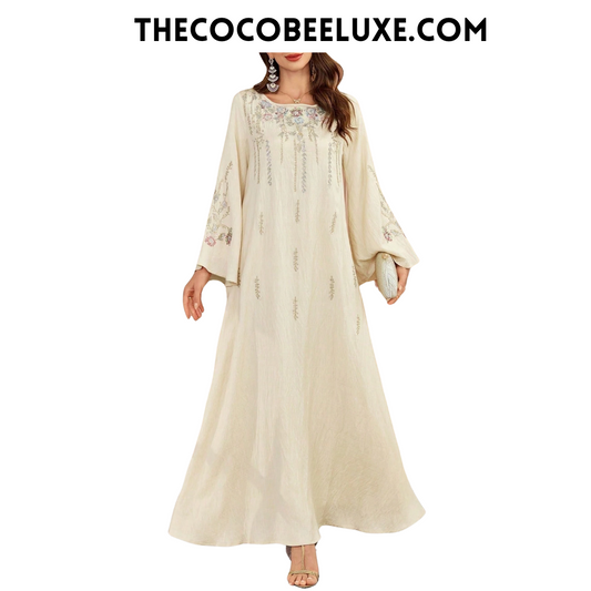 #140 White Elegant Embroidered Robe, Minimalist Fashion Casual Daily Wear