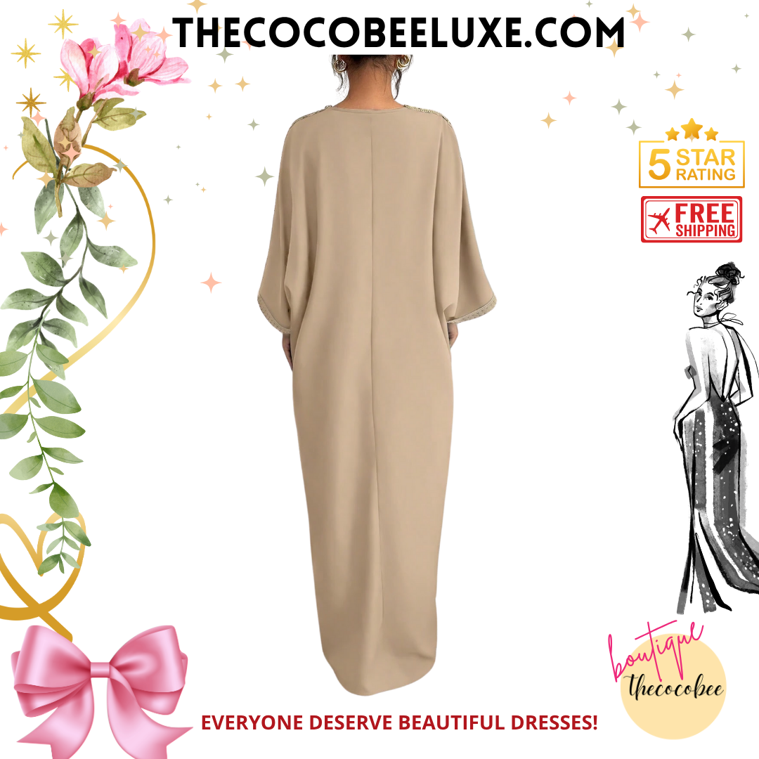 #145 Apricot Oversized Retro Style Patchwork Loose Robe With Pants
