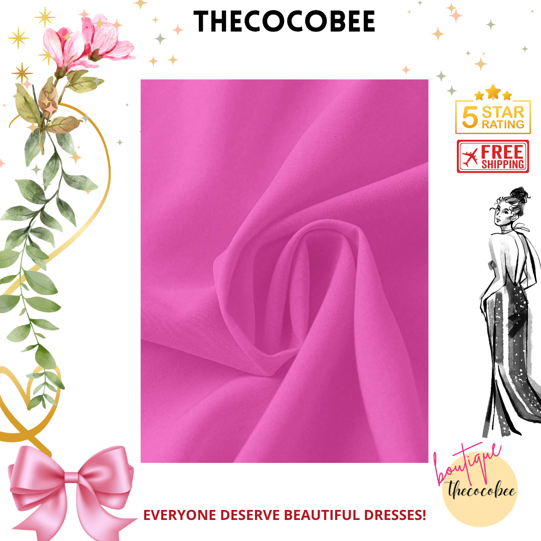 #161 Hot Pink Solid Color Button-Trimmed V-Neckline A-Line Dress With Asymmetric Hem