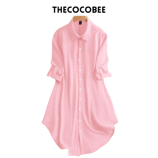 #161 Pink Solid Color Shirt Dress For New Year Clothes