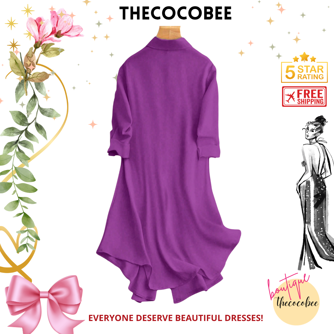 #161 Red Violet Plain Simple Front Button Closure Casual Dress, Daily Wear