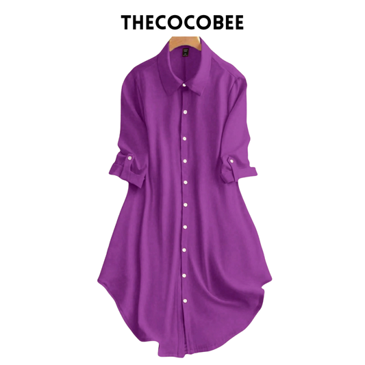 #161 Red Violet Plain Simple Front Button Closure Casual Dress, Daily Wear