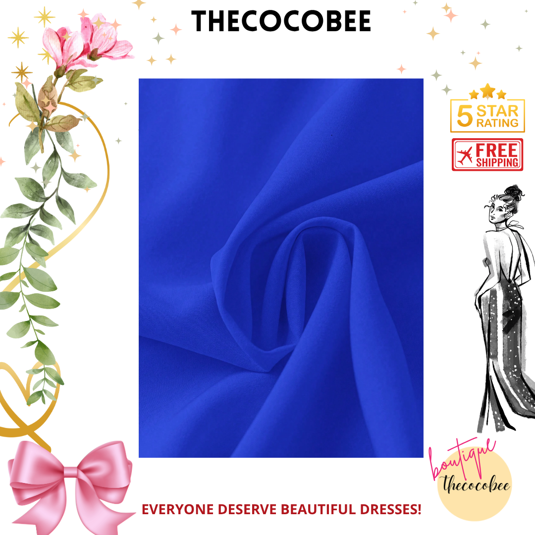 #161 Royal Blue Solid Color Casual Daily Wear Mid-Sleeve Dress For Spring And Summer